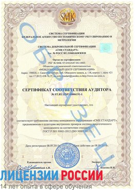 Образец сертификата соответствия аудитора №ST.RU.EXP.00006191-1 Домодедово Сертификат ISO 50001